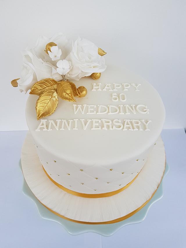 Gold Wedding Anniversary Cake - Buy Online, Free UK Delivery — New Cakes
