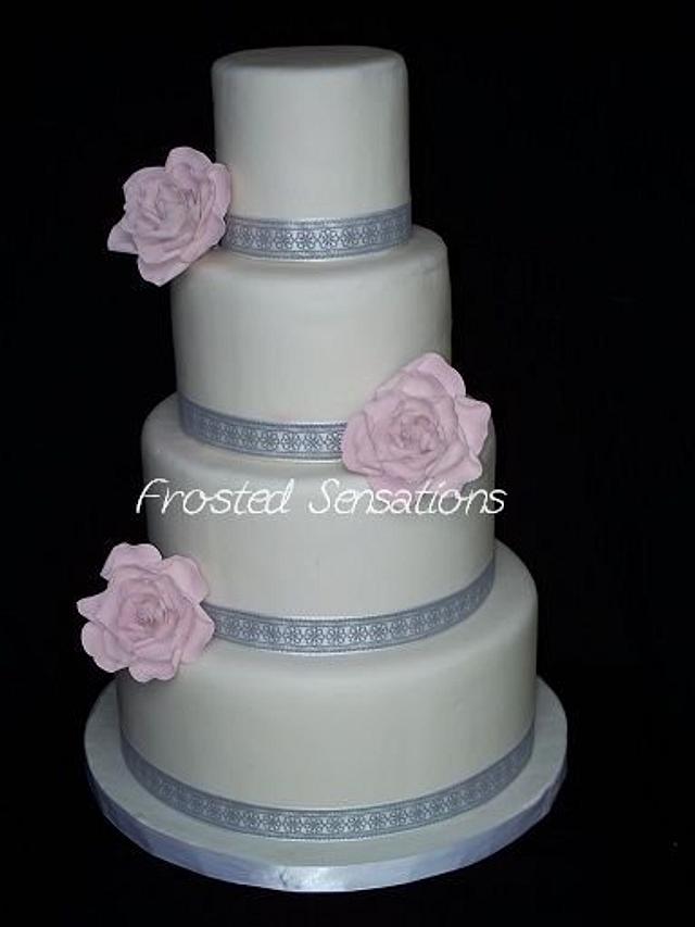 Pink and Grey Wedding Cake