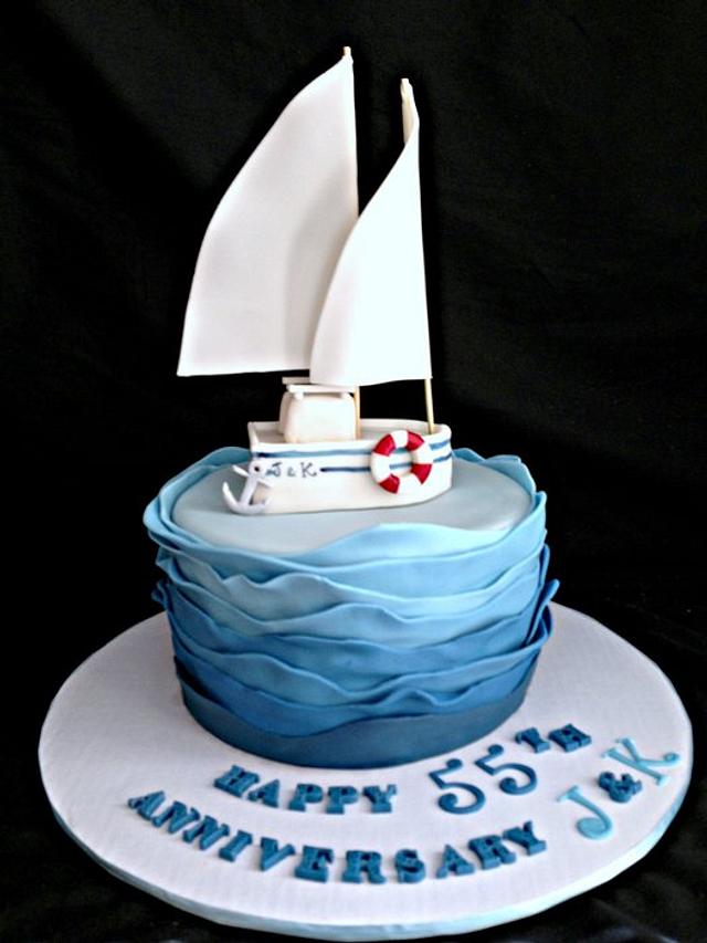 sailboat themed cake