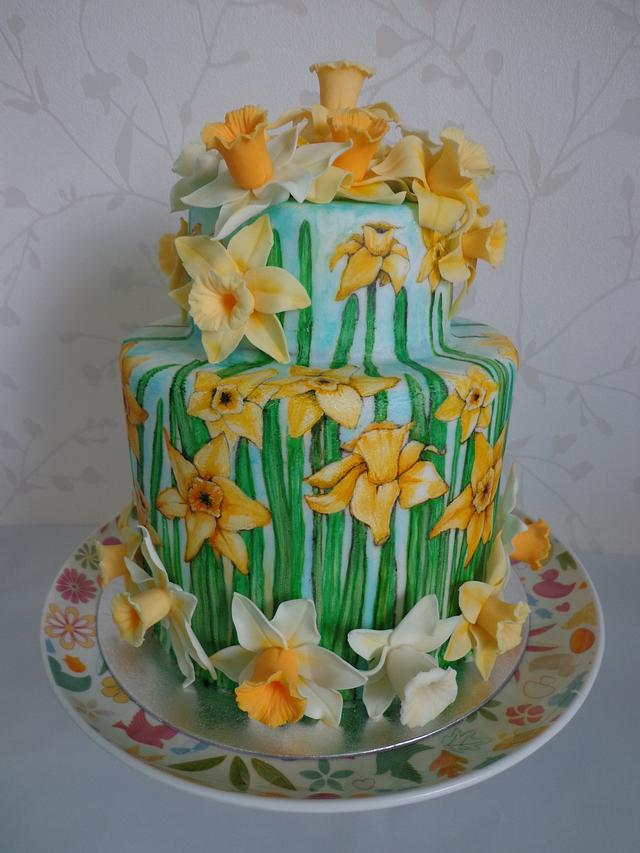 Spring Daffodil Cake Cake by Zoe White CakesDecor