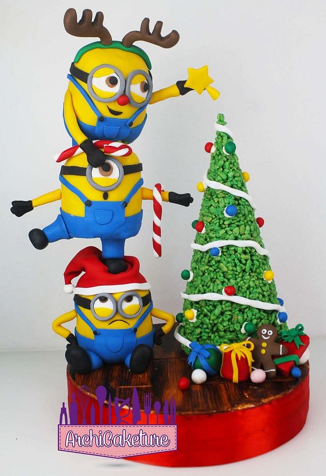 Minion Christmas Antigravity Cake 3 3 3 Cake By Cakesdecor