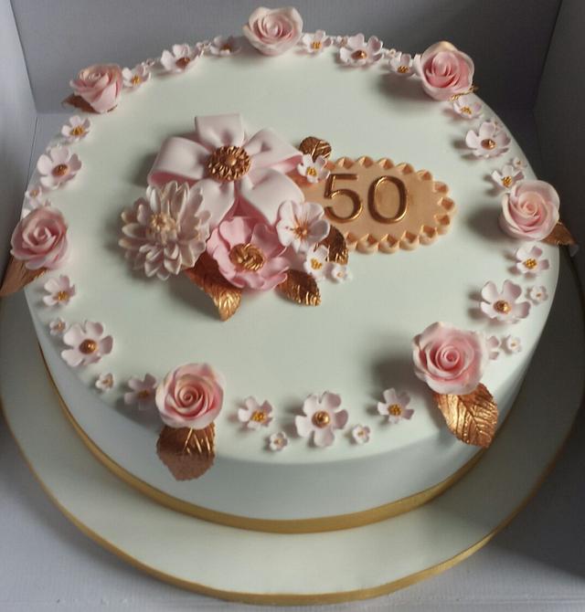 Golden Wedding Anniversary - Decorated Cake by Middymee - CakesDecor