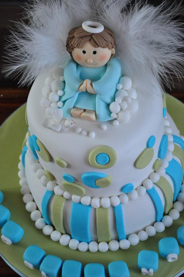 Emmanuel's Angel Themed Cake - Decorated Cake by - CakesDecor