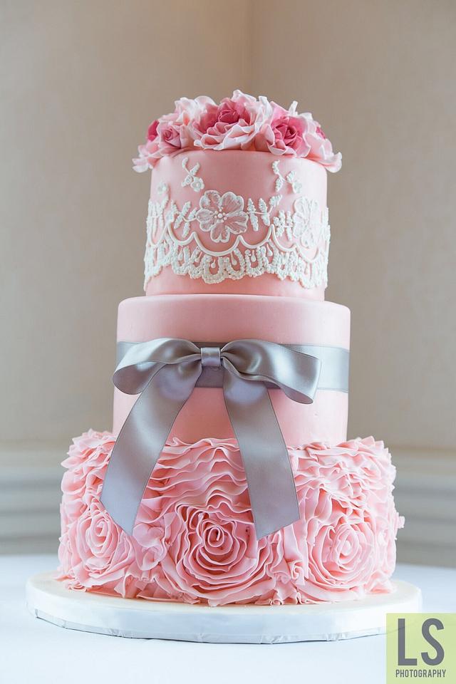 Pink Ruffles - Decorated Cake by AngelsBakeShop - CakesDecor