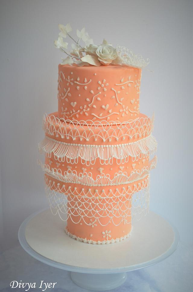 Royal icing string cake Decorated Cake by Divya iyer CakesDecor
