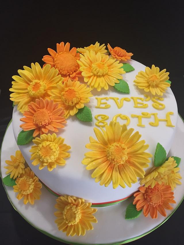 Gerbera Wedding Cake - Donna Perks Cakes