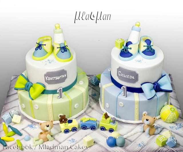 Twin baby boys 1st birthday cakes!... - Cake pop Manchester | Facebook