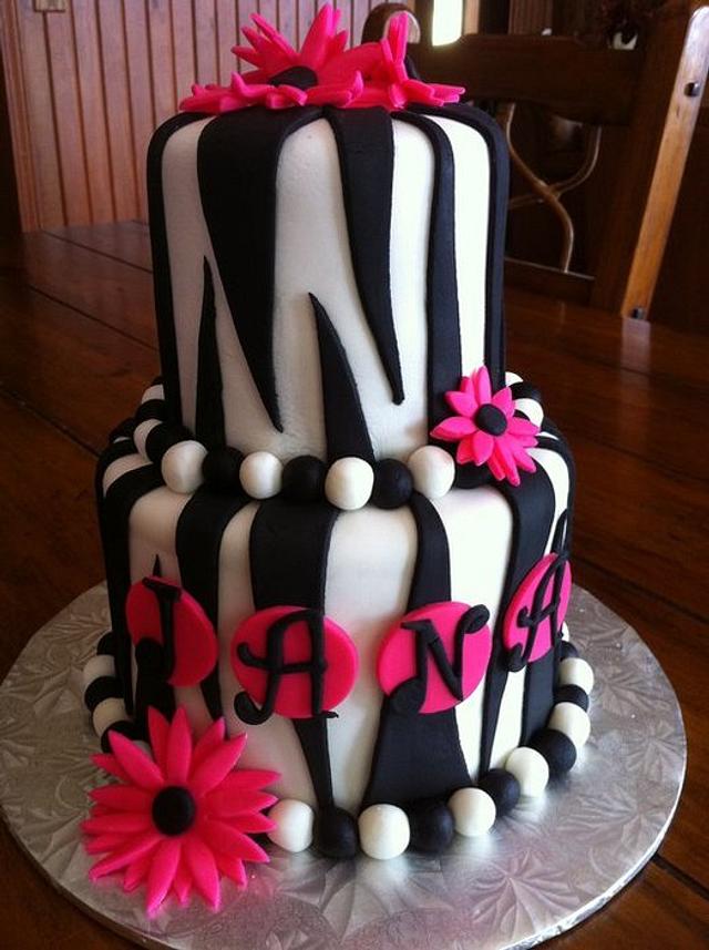 Zebra Cake with Daisies