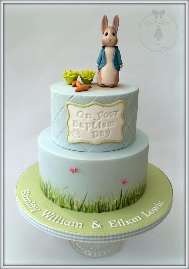 Peter Rabbit Baptism Cake - Decorated Cake by Kirsty - CakesDecor