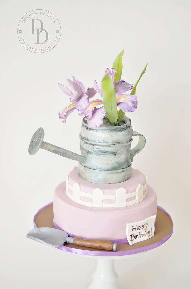 Iris Gardening Birthday Cake Decorated Cake by Delicia CakesDecor