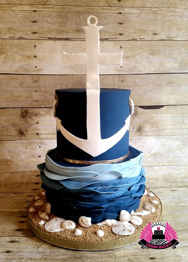 Nautical Themed Blessing Cake Cake by Cakes ROCK