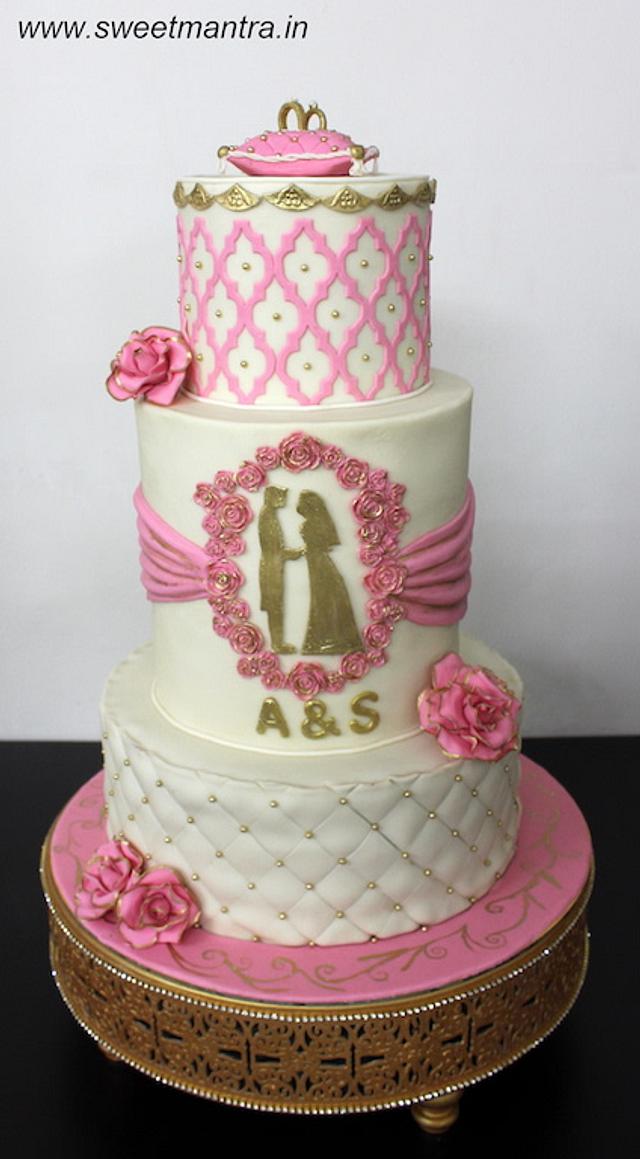 3 layer customized designer fondant cake for Engagement ...