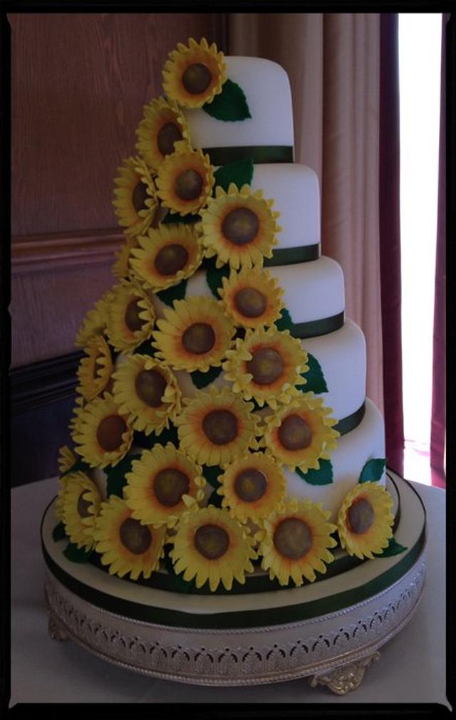 Sunflower Wedding Cake Cake By Jaclyn Campbell Cakesdecor