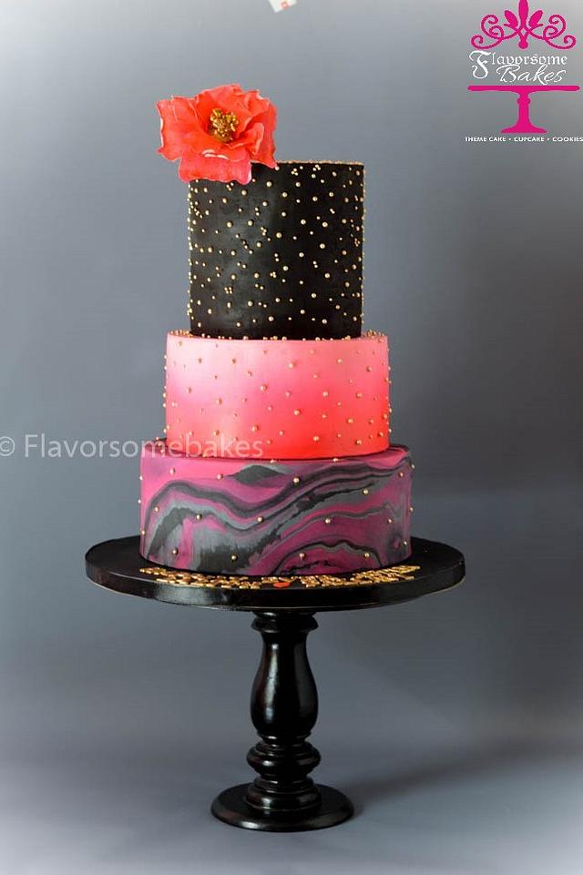 Black With Neon Color Drips Birthday Cake - CakeCentral.com