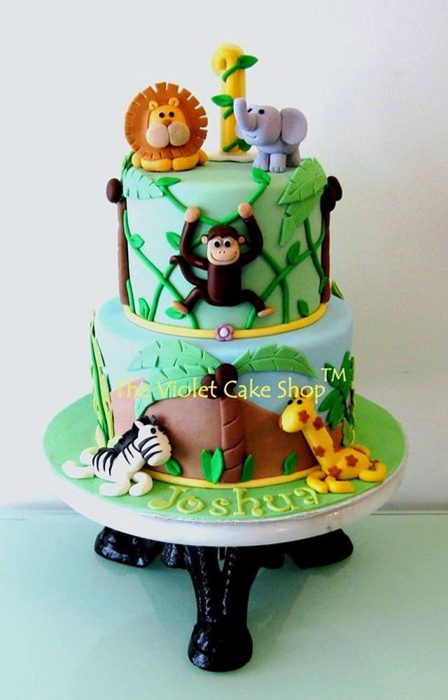 Jungle Monkey Hanging on Vines with Friends - Decorated - CakesDecor