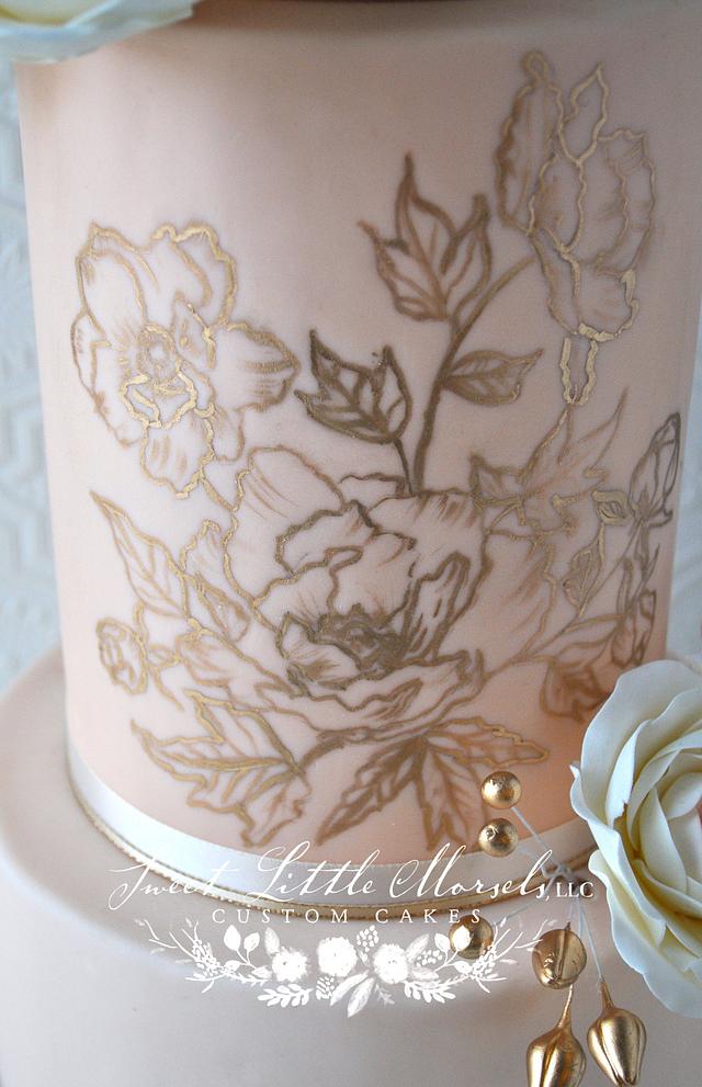 Blush Pink and Gold Wedding Cake - Cake by Stephanie - CakesDecor