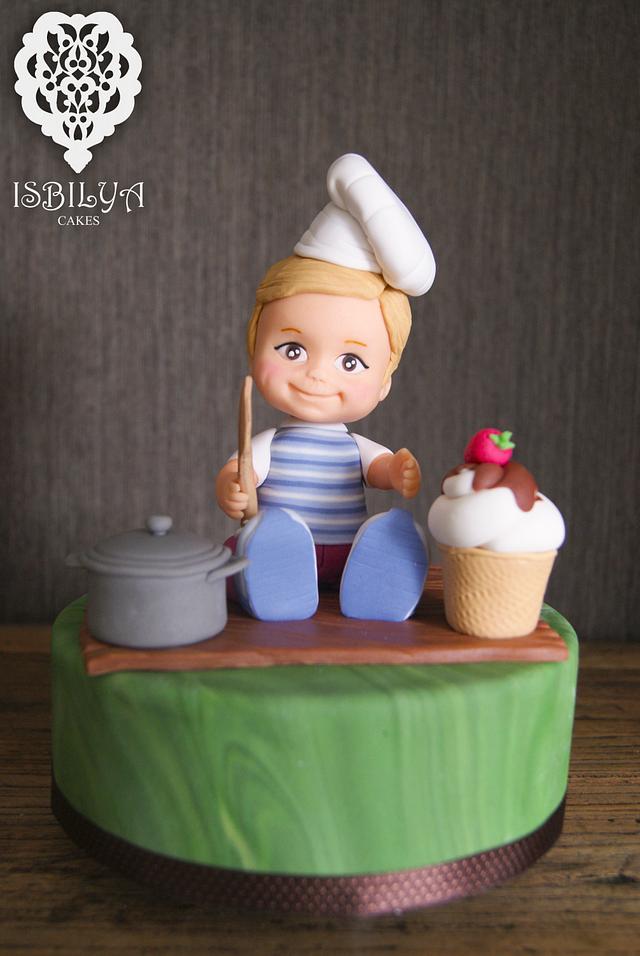 Topper for a baby chef - Decorated Cake by Isbilya Cakes - CakesDecor