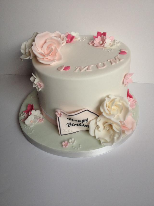 Pretty pink and white flowers cake - Decorated Cake by - CakesDecor