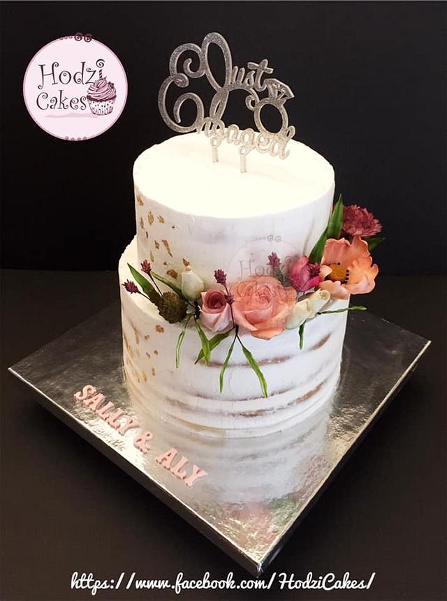 SemiNaked Engagement Cake - Cake by Hend Taha-HODZI CAKES - CakesDecor