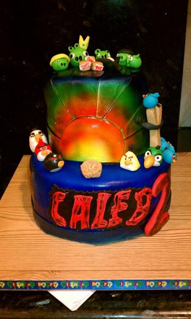 Angry birds cake, idea came from someone on here. not sure who.