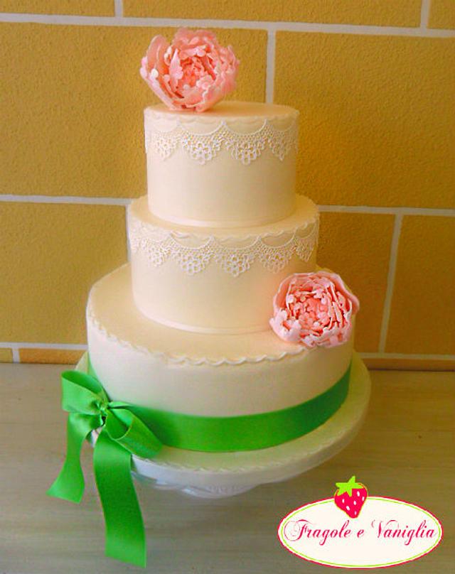 Peony And Lace Cake Decorated Cake By Sloppina In Cakesdecor 