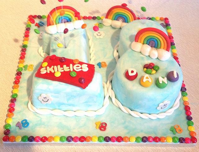 Skittles cake-taste the rainbow, with multicoloured sponge