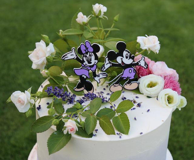 wedding cake with mickey amp minnie topper Cake by CakesDecor