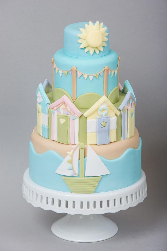 Beach Huts Bunting And A Boat Cake By Debs Makes Cakes Cakesdecor