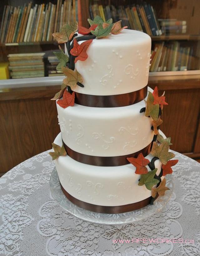 3 Tiered Fall Wedding Cake - Decorated Cake by Amanda - CakesDecor