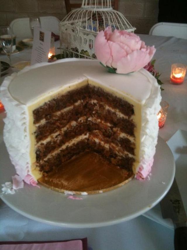 Ombre Fondant Ruffle Cake with Peony - Cake by Julie - CakesDecor