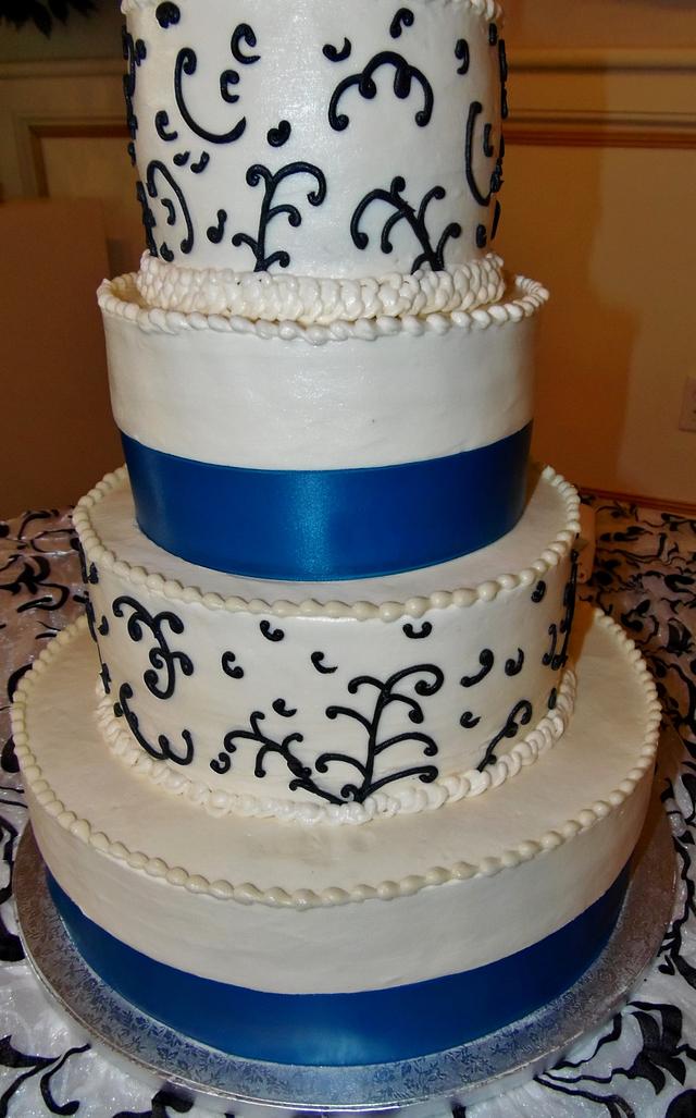 Blue & Black buttercream wedding cake Cake by Nancys