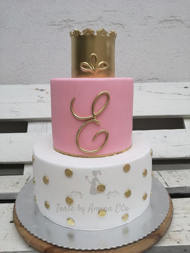 Glamorous 1st birthday cake and sweet table