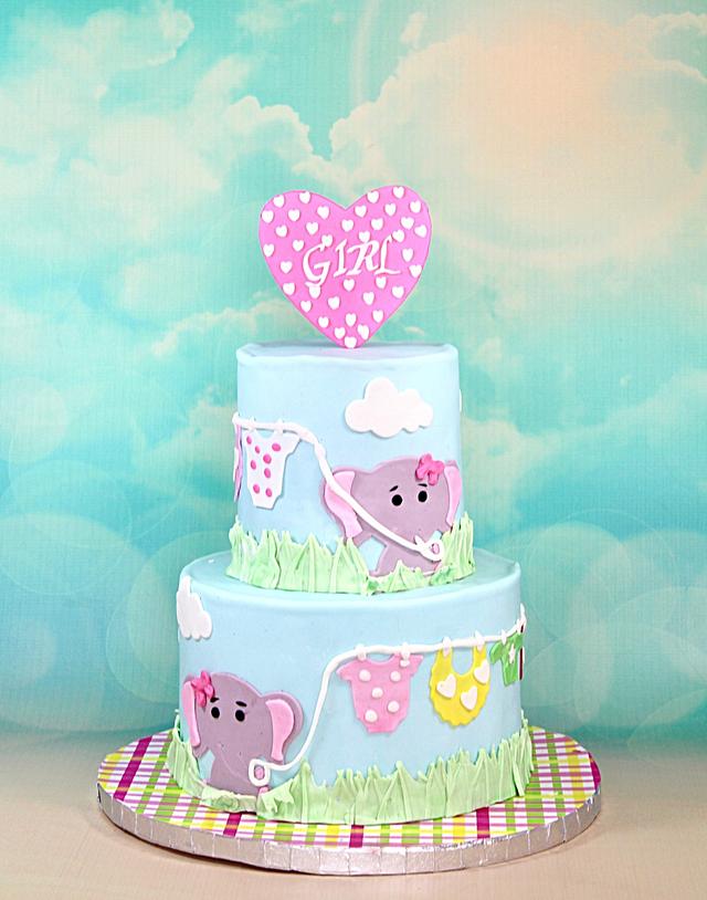 Elephant theme Baby shower - Decorated Cake by soods - CakesDecor