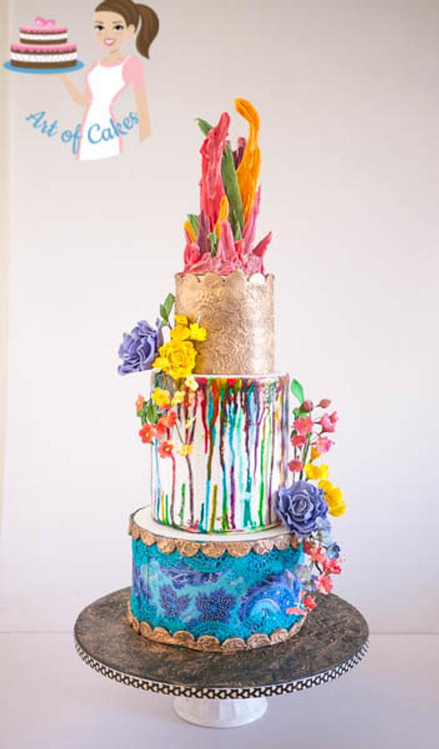 Color Splash Cake - Decorated Cake by Veenas Art of Cakes - CakesDecor