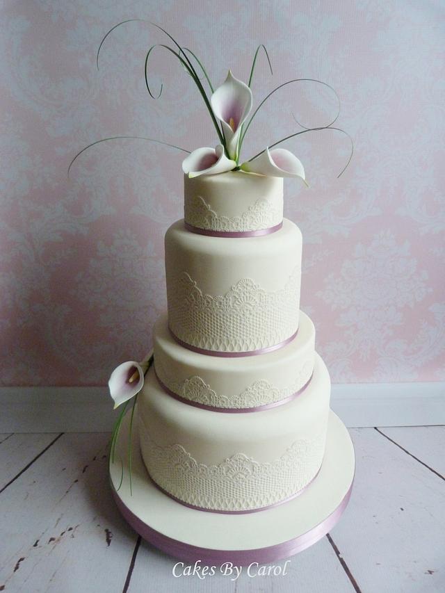 Calla Lily Lace Wedding Cake