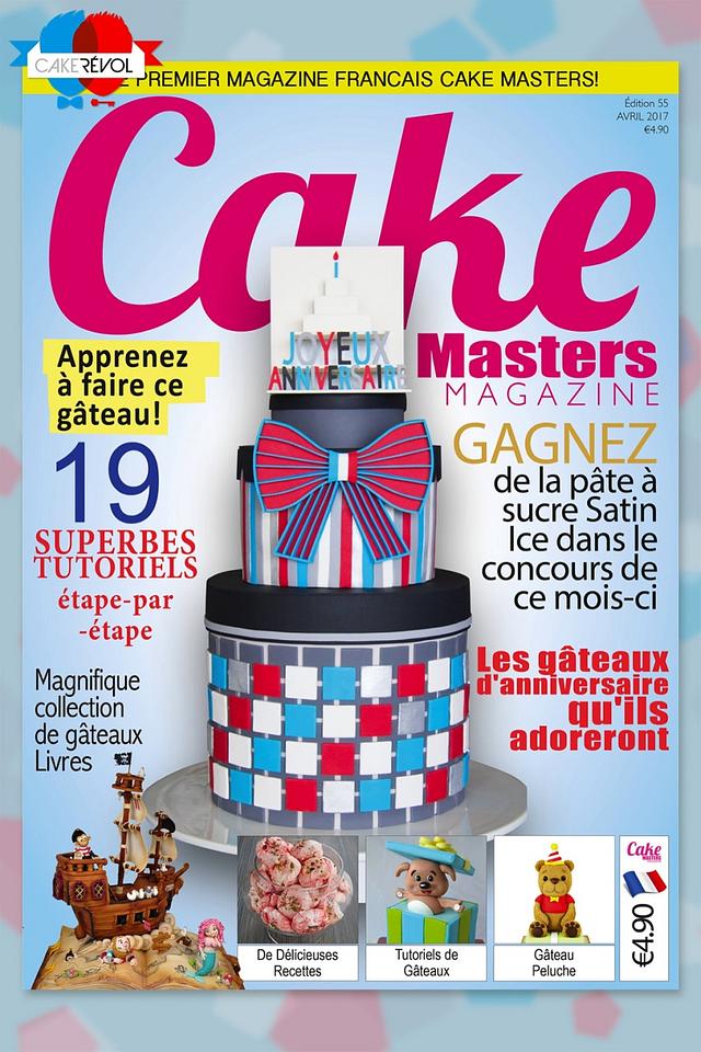 Bowtie Anniversary Cake - Cake Masters French Edition Cover April 2017