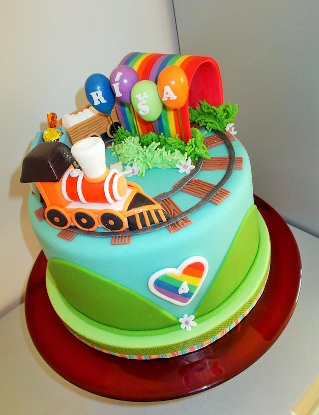 Rainbow train - Decorated Cake by Hana Součková - CakesDecor