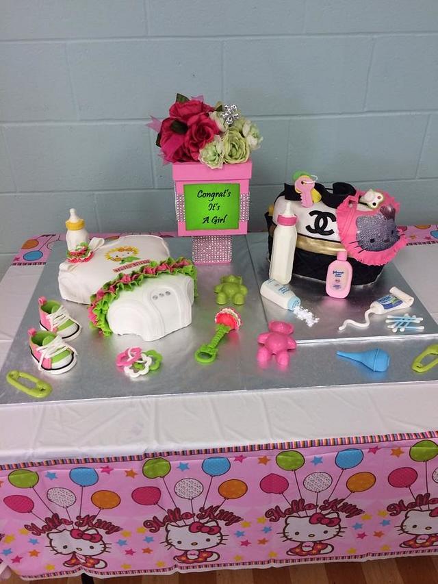Hello Kitty and Chanel baby shower cake - Decorated Cake - CakesDecor