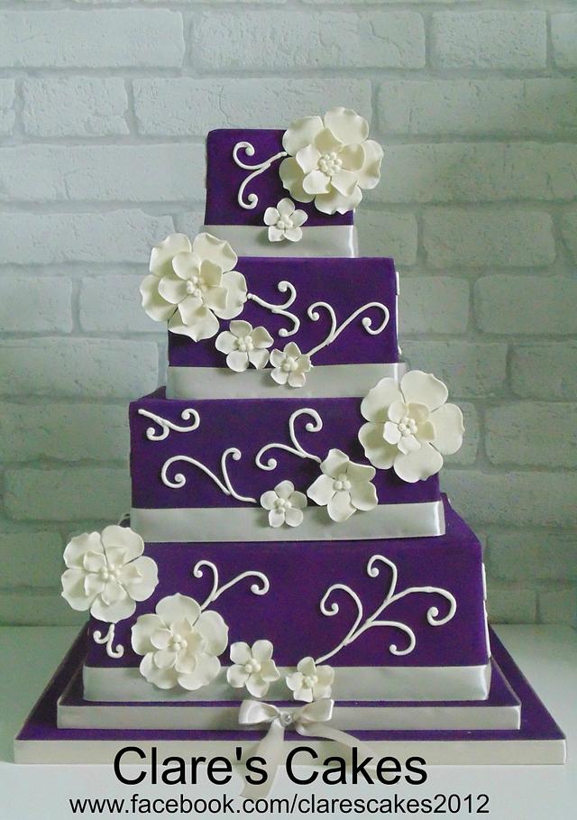 Purple Square Wedding Cake