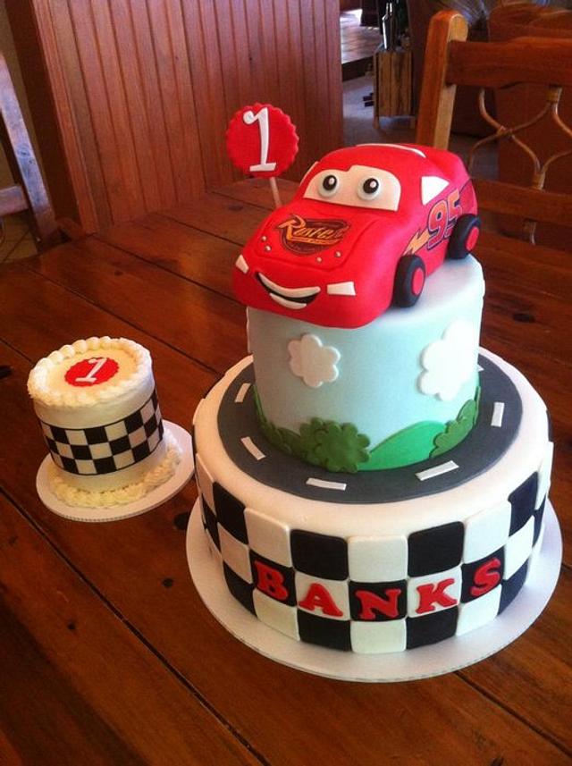 Cars Themed 1st Birthday - Cake by Kendra - CakesDecor