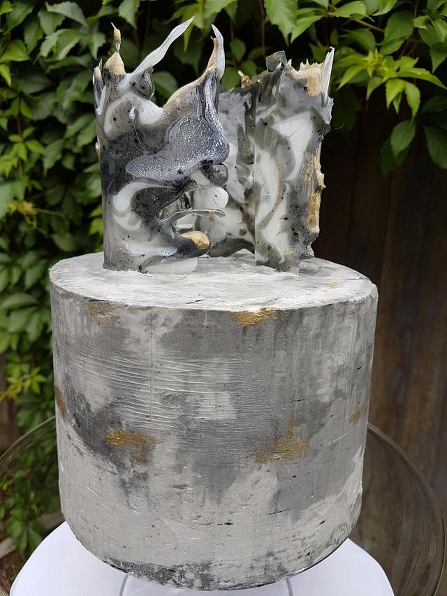 Concrete Cake with Sugar Sculpture