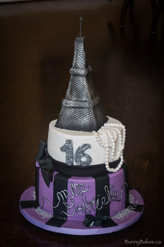 Paris themed sweet 16 cake - Decorated Cake by BunnyBakes - CakesDecor