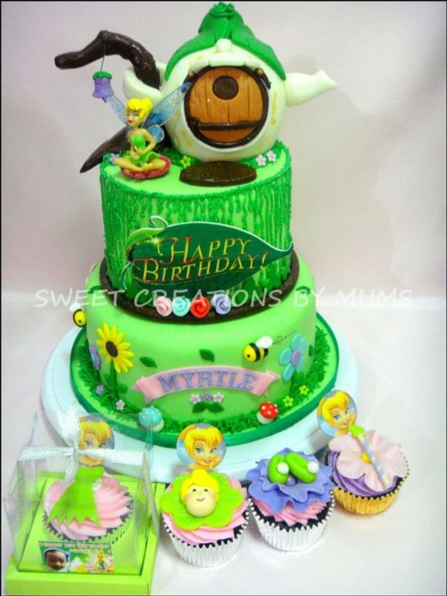 Tinkerbell Themed Cake and Cupcakes 