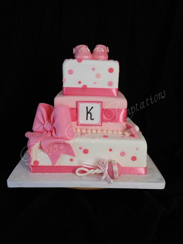 Pink modern baby shower cake