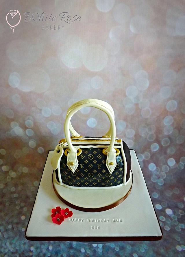 Louis Vuitton white Suitcase Cake - Decorated Cake by - CakesDecor