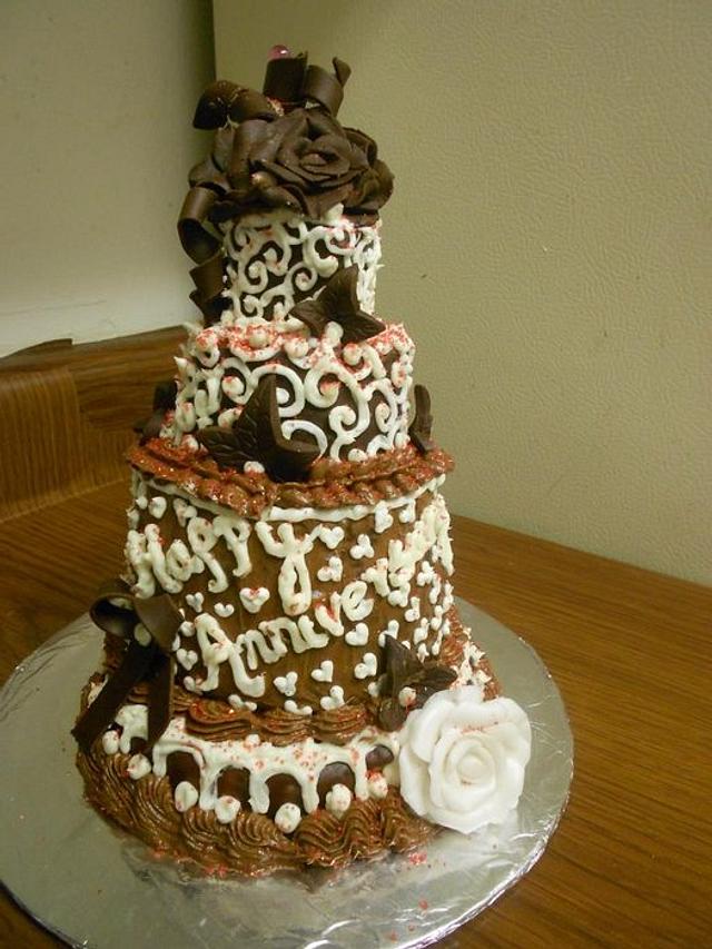 Three tier chocolate cake - Decorated Cake by CrEatables - CakesDecor