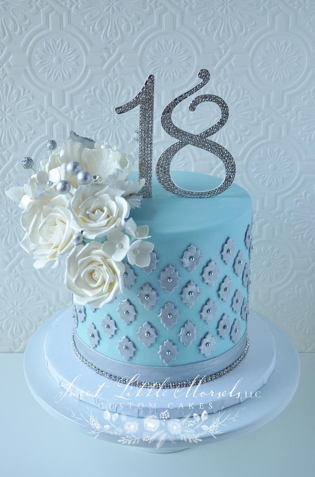 18th Birthday Cake -Texture Buttercream with Light Blue Flowers-#002 –  Pao's cakes
