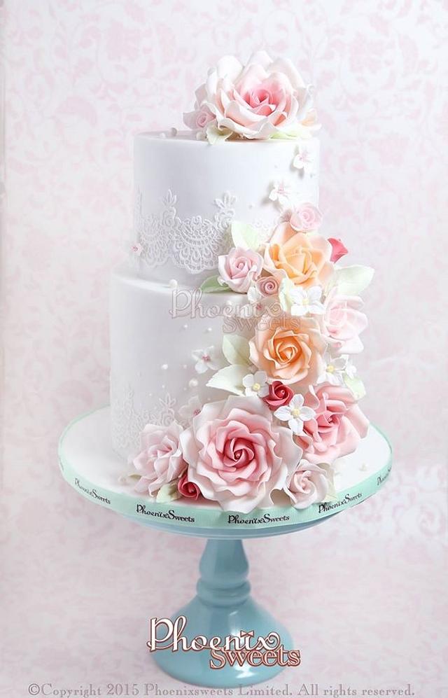 Rose Garden Wedding Cake - Decorated Cake by - CakesDecor