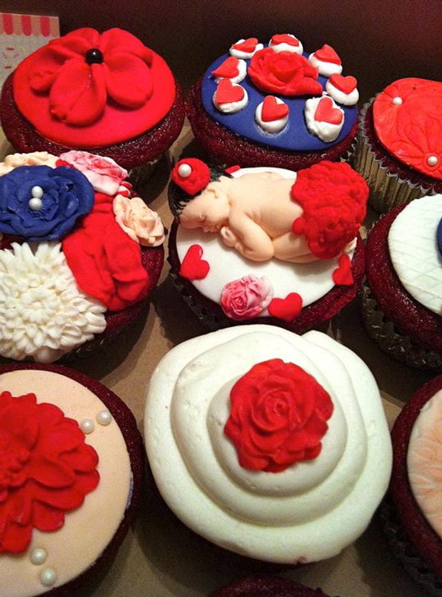 Baby Valentine and valentines day cupcakes 