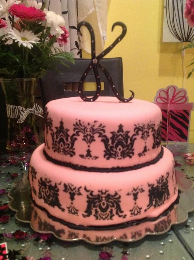 Classy Damask Birthday Cake